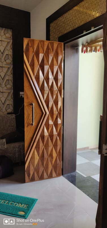 Geometric 3D HDHMR Door with Deco Paint in Rich Mahogany Geometric 3D HDHMR Door with Deco Paint in Rich Mahogany