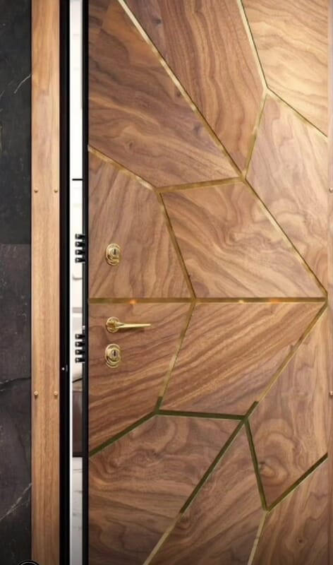 Luxury HDHMR Profile Door with Brass Inlay and High Gloss Deco Paint Finish Luxury HDHMR Profile Door with Brass Inlay and High Gloss Deco Paint Finish