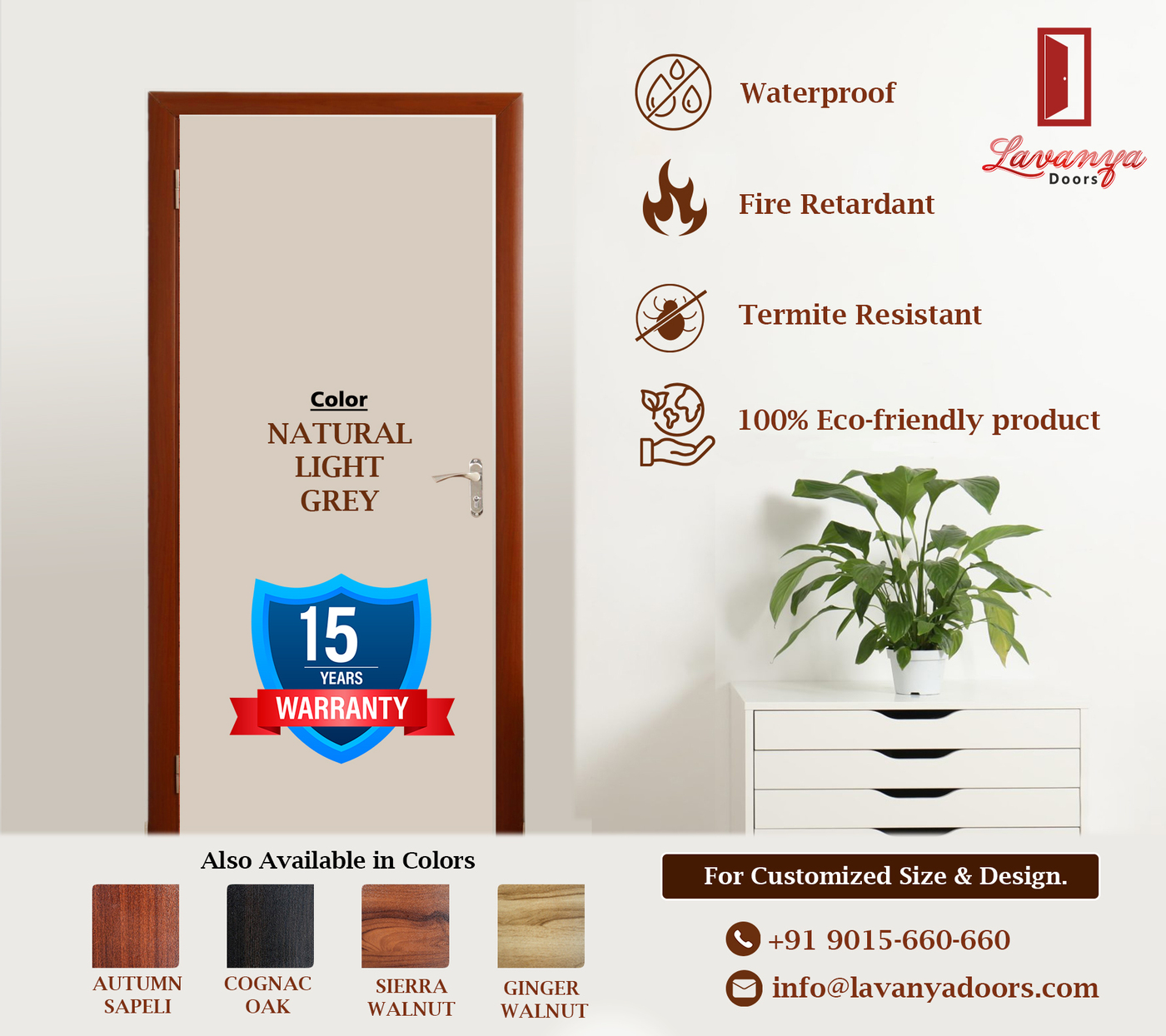 Waterproof WPC Bathroom Door | Durable & Stylish | Customizable Sizes ...