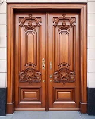 Majestic Elegance: 3D HDHMR Double Door with Intricate Deco Paint
